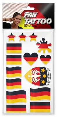 Produktbild von Deutschland Tattoos Fanartikel Schwarz Rot Gold temporäre Flaggen Body Art Kinder Erwachsene