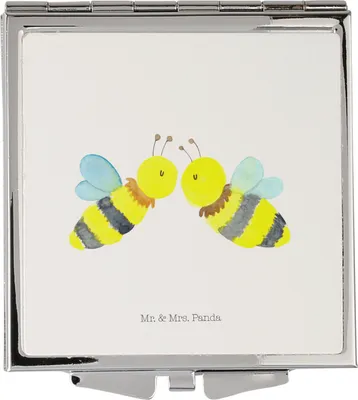 Produktbild von Mr. & Mrs. Panda Schminkspiegel Biene Liebe - Weiß - Geschenk, Klappspiegel, Taschenspiegel, Handspiegel, Kleiner Spiegel, Kosmetikspiegel
