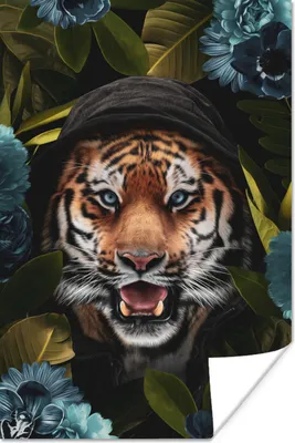 Produktbild von MuchoWow® Poster Tiger - Kleidung - Pflanzen 20x30 cm - Papierdruck
