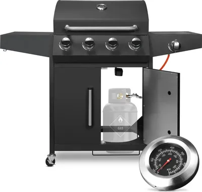 Obrázek produktu pro plynový gril se 4+1 hořáky, 52000 BTU, konstrukce z nerezové oceli, černý