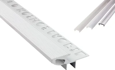 Produktbild von T-40 20° LED Alu Fliesenprofil Treppenprofil Stufen 10mm weiss 1m opal