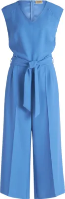 Produktbild von Taillierter ärmelloser Uni-Jumpsuit mit Wasserfall-Ausschnitt, 7/8-Länge, Schrittlänge 60 cm