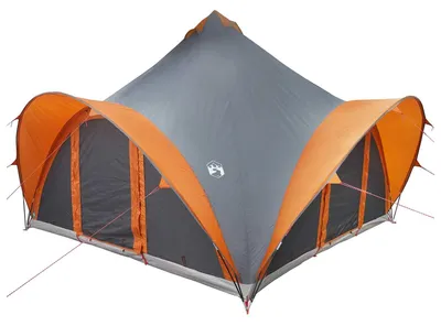 Immagine prodotto di vidaXL Tenda da campeggio, grigio e arancione, per 6 persone, in poliestere e acciaio