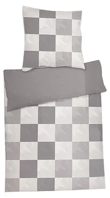 Produktbild von 2'tlg Karo Mikrofaser Fleece Wende-Bettwäsche Anthrazit 135x200cm