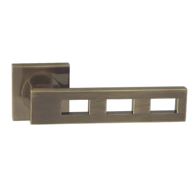 Produktbild von DOMINO Türgriff Drückergarnitur | Türklinke für Zimmertür, Bürotür, Kellertür & Innentür | Türbeschläge aus Aluminium | Bronze Türdrückergarnitur| TRE-QR M3