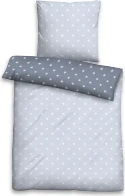 Produktbild von biberna Mako-Satin Bettbezug Mix & Match 0636046 STERNE 1x 200x200 cm, taupe color: blau, size: 1x 155x220 cm