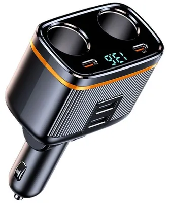 Zdjęcie produktu dla INF Wieloportowa ładowarka samochodowa PD45W z cyfrowym wyświetlaczem napięcia i 6-portowym splitterem zapalniczki, wejście 12-24V