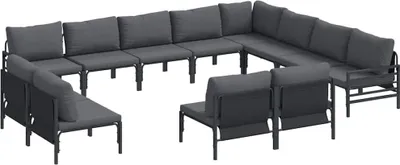 Immagine prodotto di vidaXL Set di divani da giardino con cuscini 12 pezzi in acciaio nero