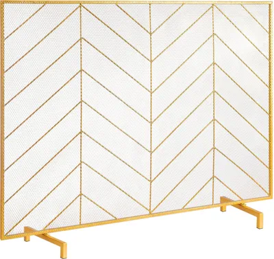 Produktbild von Funkenschutzgitter Eisen Kaminschutz 980mm Kamingitter Ofengitter Vintage Ofenschutzgitter 0–40 °C Kaminschutzgitter Kaminofen Schutzgitter Ofenschirm Gitter gegen Funkenflug Gold