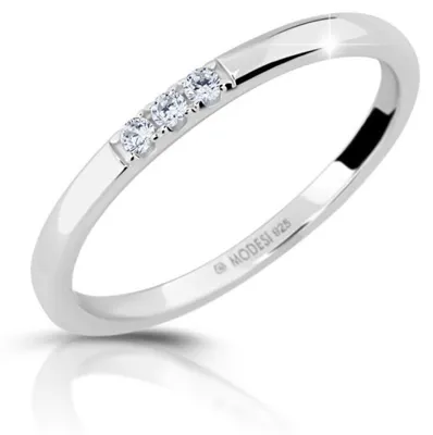 Produktbild von Zarter Silberring mit Zirkonia M01014 - Umfang: 52 mm.