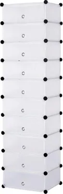 Immagine prodotto di Scaffale per scarpe a 10 ripiani, 47x35x170 cm, bianco, PP e ABS