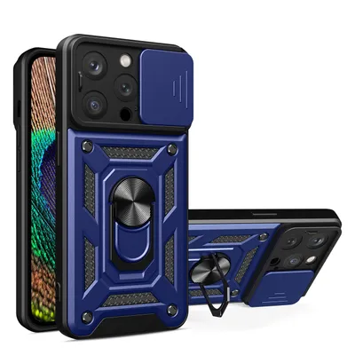 Produktbild von HQWear Hybrid Armor Camshield Kameraschutzhlle fr iPhone 14 Pro, Blau