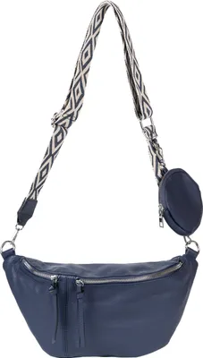 Produktbild von styleBREAKER Damen Halbmond Crossbody Schultertaschen Set 3-Teilig, Schultergurt mit Muster, Schlüsselanhänger, Börse 02012398