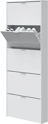 Produktbild von Schuhschrank - Weiß Hochglanz, 17x70x180 cm
