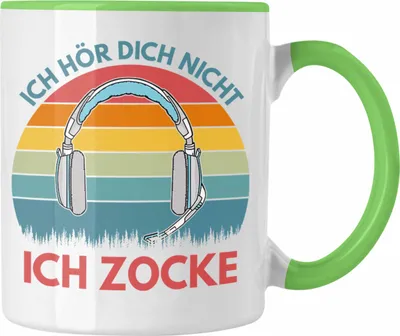 Produktbild von Trendation - Zocker Tasse Geschenk Ich Höre Dich Nicht Ich Zocke Gamer Geschenkidee (Grün)