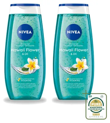 Productafbeelding van 2 x Nivea Douchegel, Hawaïse bloem & olie - 250 ml - Voordeelverpakking - 2 stuks