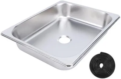 Imagen del producto de Lavabo cuadrado de acero inoxidable, de dimensiones compactas (298 x 238 mm), con desagüe de 40 mm, ideal para cocinas pequeñas