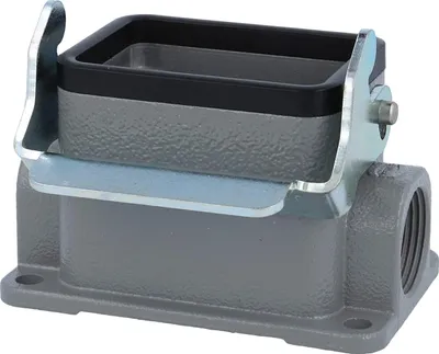 Immagine prodotto di HARTING Han 6B Base bassa, 2xPG16 uscita cavi laterale, con 1 staffa longitudinale Vite PG16 Area di serraggio