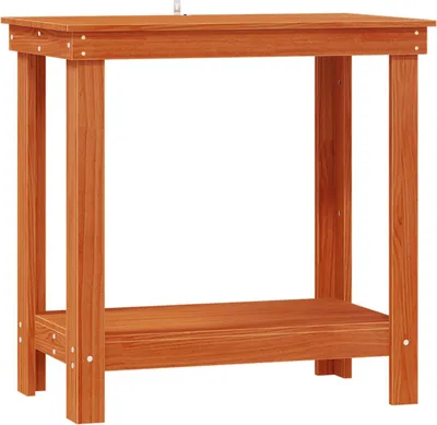 Image de vidaXL Établi brun ciré 80 x 50 x 80 cm Bois de pin massif