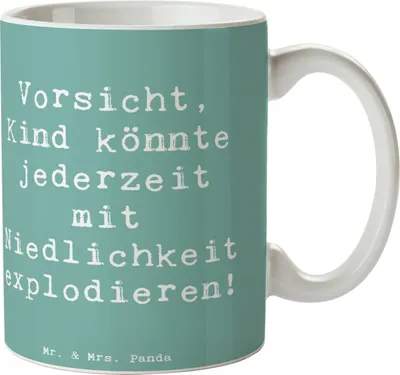 Produktbild von Mr. & Mrs. Panda Kaffeebecher Spruch Explodierendes Kind - Meeresbrise - Geschenk, Kaffeetasse, Kreativität, Keramiktasse, Freude, Geburtstage, Familie, statement tasse