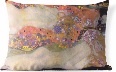 Produktbild von MuchoWow® Outdoor Kissen - Wasserschlangen II - Gemälde von Gustav Klimt - 60x40 cm - Wetterfest - Lounge Kissen - Zierkissen - Kissen für Innenräume