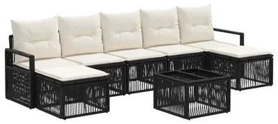 Immagine prodotto di vidaXL Set di divani da giardino 8 pezzi in polirattan nero