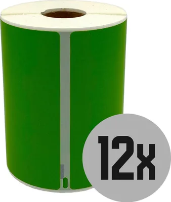 Produktbild von DULA Dymo kompatible Etiketten, S0904980, 104 mm x 159 mm, Grün, Permanent, 12 Rollen, 220 Etiketten pro Rolle