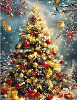 Imagen del producto de Kit de pintura con diamantes, árbol de Navidad brillante, 30 cm, arte con diamantes para decorar paredes (DIY)