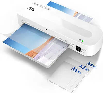 Produktbild von Laminiergerät A4 Laminator mit 10 Laminierfolien Laminiermaschine 1-2 Minuten Aufwärmzeit für Büro, Schule und Hausgebrauch Weiß