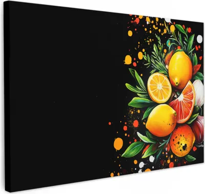 Produktbild von Leinwand Bilder 120x80 cm - Graffiti - Obst, Wandbilder, Wanddeko Wohnzimmer, Bild