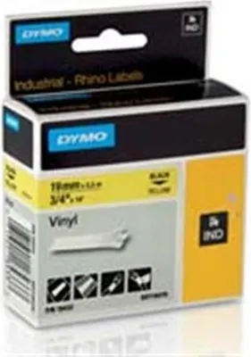 Image de DYMO RHINO ruban d'écriture vinyle noir/jaune, 19 mm x 5,5 m