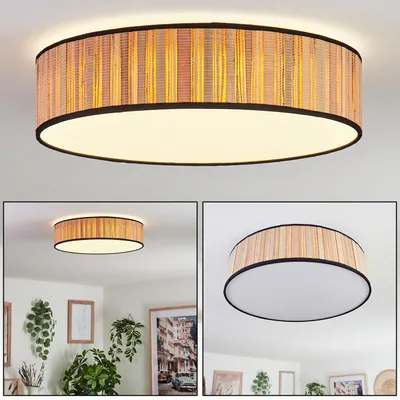 Produktbild von Terdobbiate moderne Deckenlampe aus Metall/Rattan/Kunststoff in Weiß/Natur/Schwarz