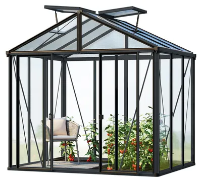 Produktbild von GFP Gewächshaus Hera 3 Glasgewächshaus 263x199 cm | Aluminium-Rahmen Farbe Anthrazit