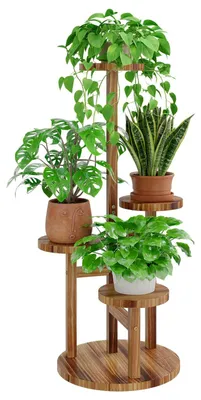 Image de Solidchoice - Étagère à plantes en bois à 4 niveaux, pour intérieur et extérieur