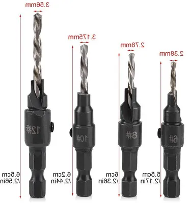 Taper Bohrer Set mit hexagonal eingespannten Bohrern und kleinem Schlüssel, schnell wechselbare Fräse für Holzverarbeitung