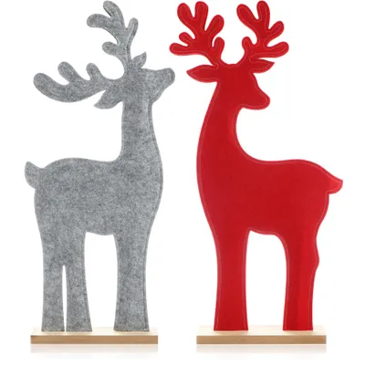 Produktbild von COM-FOUR® 2x Dekorativer Aufsteller für Weihnachten - Rentier aus Filz zum Hinstellen - Christmas Aufsteller zum Dekorieren und Verschenken