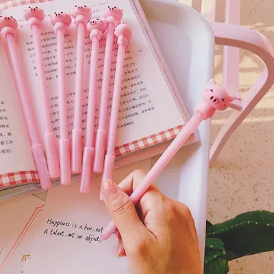 Produktbild von 4pcs Schöne Cartoon Schwein 0,38 mm Gel Ink Stift Schüler Geschenk Office School Briefpapier