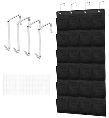 Imagen del producto de Organizador de zapatos sobre la puerta, con 24 compartimentos de malla, que ahorra espacio, ideal para dormitorios