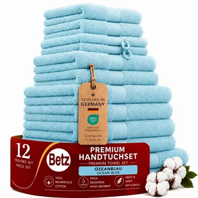 Produktbild von Betz Premium Handtuch-Set 12-teilig –Baumwolle –® - hohe Grammatur – Duschtücher, Handtücher, Gästetücher,Waschhandschuhe – ocean