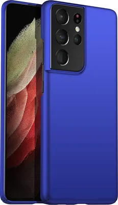 A blue phone case is shown on a white background, with a phone partially visible inside the case.