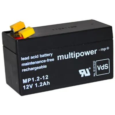 Produktbild von Multipower Bleiakku MP1.2-12 12,0Volt 1,2Ah mit 4,8mm Steckanschlüssen