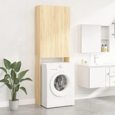 Productafbeelding van Wasmachinekast in Sonoma Eikenkleur - Hoge Badkamerkast van 64x25,5x190 cm