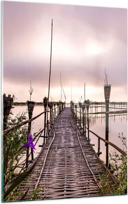 Produktbild von Bilder auf glas - Einteilig - Brücke See Fackel - 50x70cm - Glasbilder - Wandbilder - Bilder - zum Aufhängen bereit - Wanddekoration aus Glas - Glas Bilder - Wandbild auf Glas - GPA50x70-4627