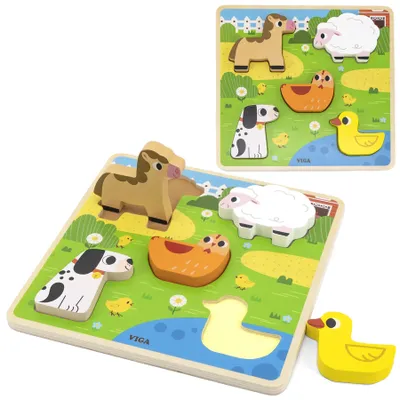 Obrázok produktu pre VIGA prispôsobené drevené puzzle Farm Animals