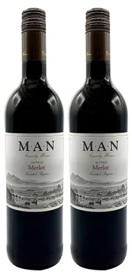 Produktbild von MAN Rotwein - 2er Set - 2x 0,75L (14% Vol) - Jan Fiskaal Merlot - Südafrika- [Enthält Sulfite]