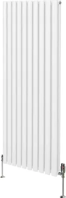 Produktbild von Oval Röhrenheizkörper & Chrom Thermostatventile – 1600mm x 600mm - Weiß
