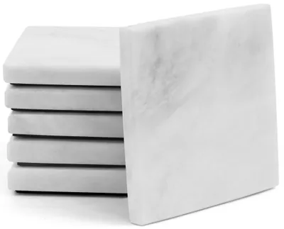 Marmeren onderzetters, Set 6 Stück, Weiß, 8,9 cm