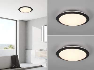 Produktbild von LED Deckenleuchten Set Schwarz Ø29cm Lampe für Badezimmer Gäste WC & Feuchträume