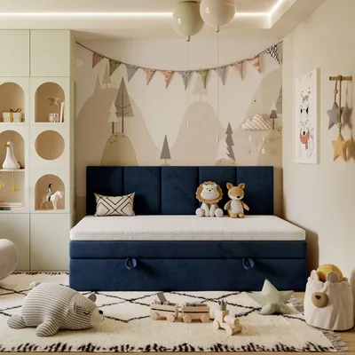 Produktbild von Gepolstertes Kontinentalbett ELZA MINI, 100x200 Royal Velvet 234 mit Topper