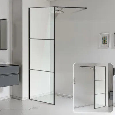 Produktbild von Izrielar Duschabtrennung 80X200cm Duschwand für Dusche Walk-In Dusche ESG-Sicherheitsglas 5mm Schwarze